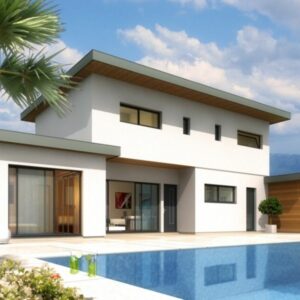 MAISONS ACADIE-constructeur maison romans-maison moderne toit plat avec piscine