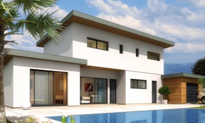 MAISONS ACADIE-constructeur maison romans-maison moderne toit plat avec piscine