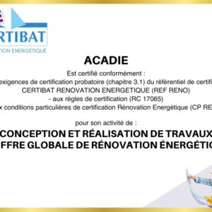 ACADIE - actu Certification Renovation Energetique RGE