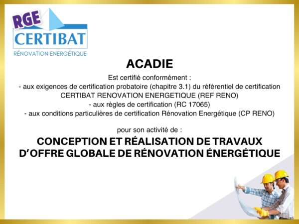 ACADIE - actu Certification Renovation Energetique RGE