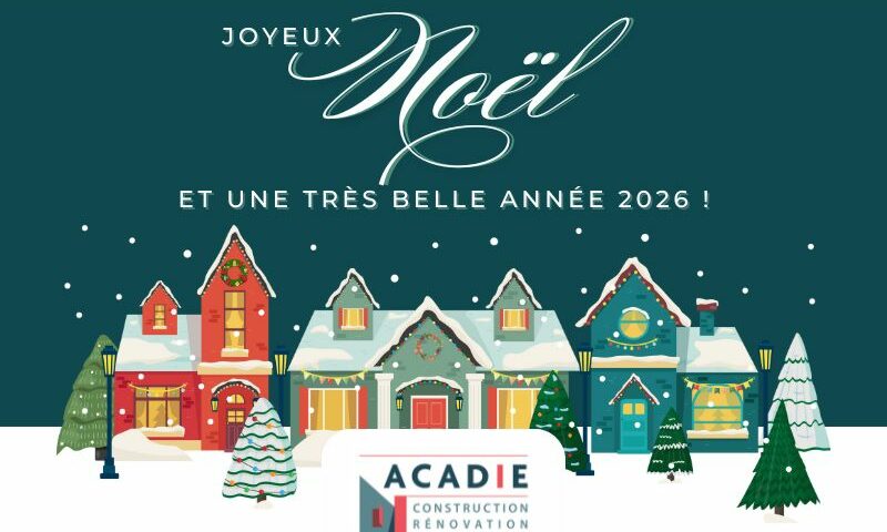 Acadie souhaite un joyeux noël à tous ses clients, avec une ambiance festive et de la neige !