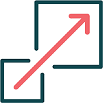 logo double carrés flèche rouge