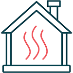 logo maison avec chauffage ondes rouges