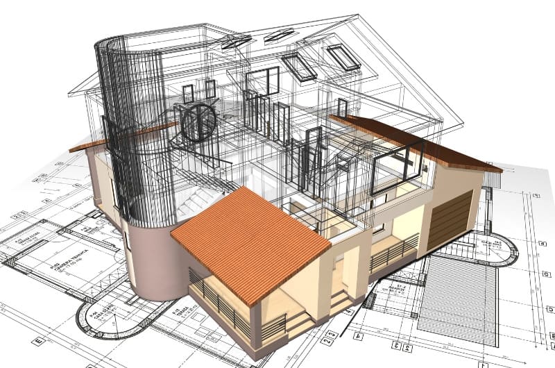 Plan 3D d'une extension maison et surelevation par ACADIE expert travaux agrandissement maison drome