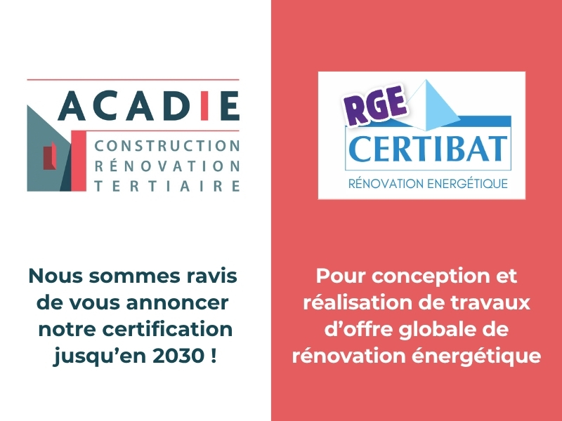 ACADIE - renouvellement certificat CERTIBAT RGE global