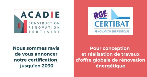 ACADIE - certificat CERTIBAT RGE GLOBAL - balise OG